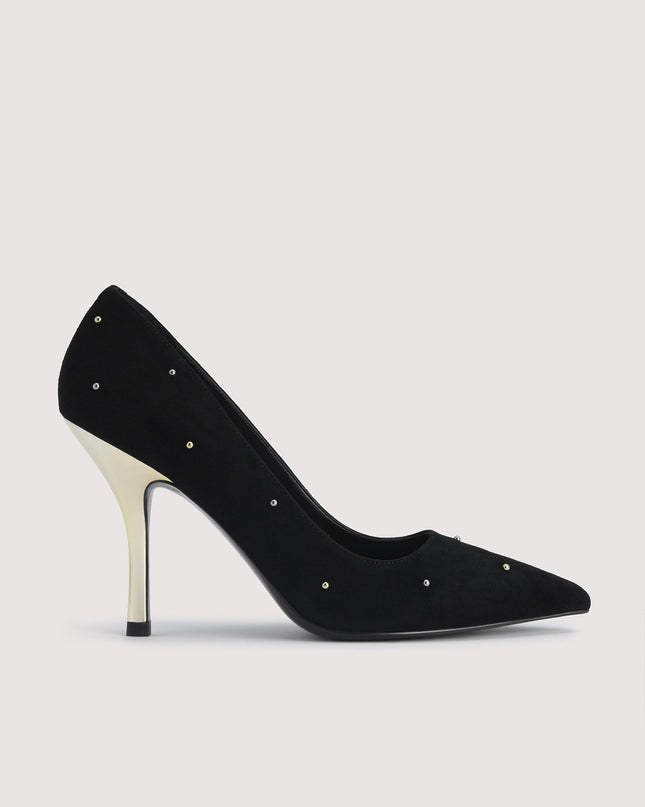 Embellished Leather Pointed Pump Heels