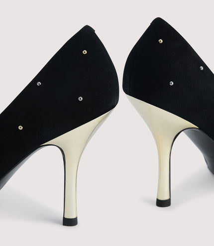 Embellished Leather Pointed Pump Heels