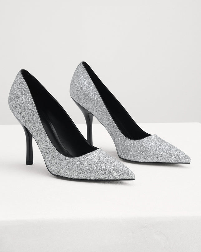 Embellished Leather Pointed Pump Heels