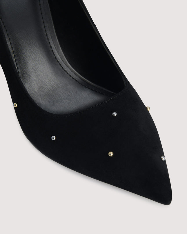 Embellished Leather Pointed Pump Heels