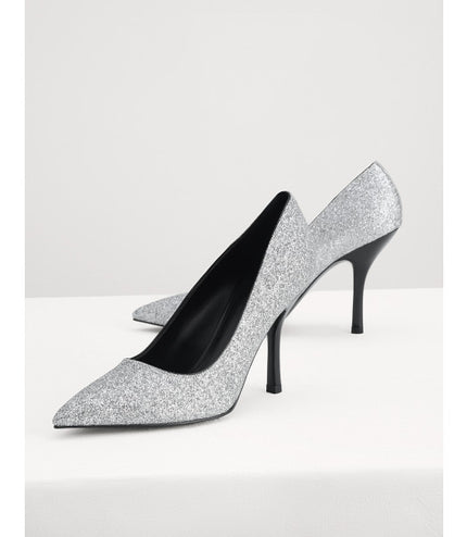 Embellished Leather Pointed Pump Heels