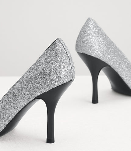 Embellished Leather Pointed Pump Heels