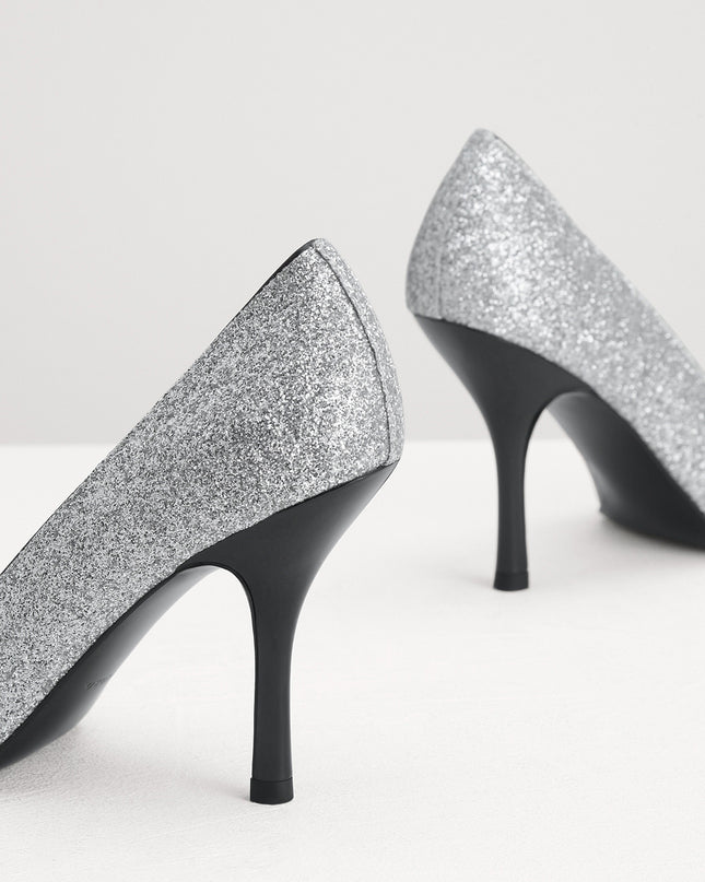Embellished Leather Pointed Pump Heels