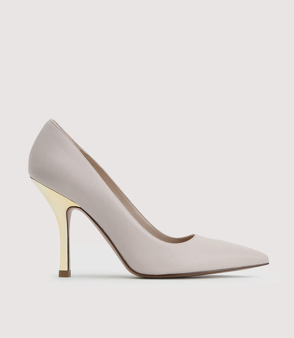Embellished Leather Pointed Pump Heels