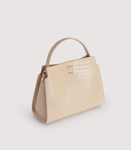 Embossed Leather Top Handle