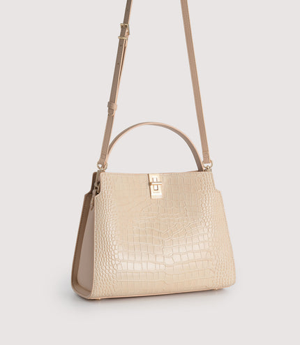 Embossed Leather Top Handle