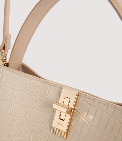Embossed Leather Top Handle