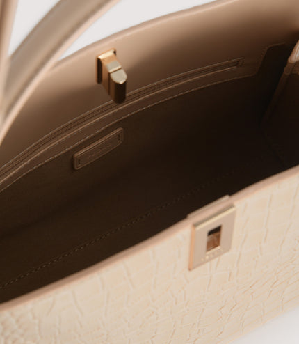 Embossed Leather Top Handle
