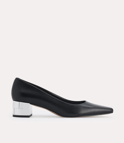 Square-Toe Leather Pumps