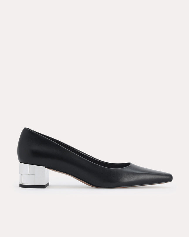 Square-Toe Leather Pumps