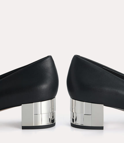Square-Toe Leather Pumps