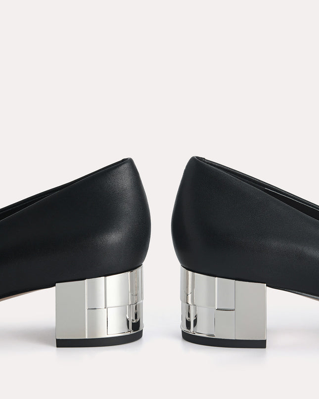 Square-Toe Leather Pumps