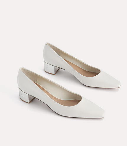 Square-Toe Leather Pumps