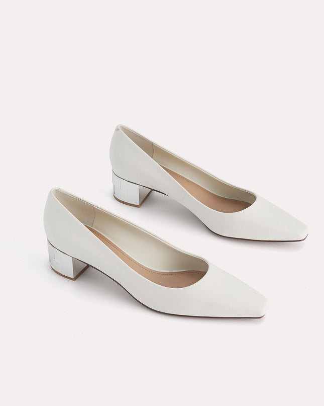 Square-Toe Leather Pumps