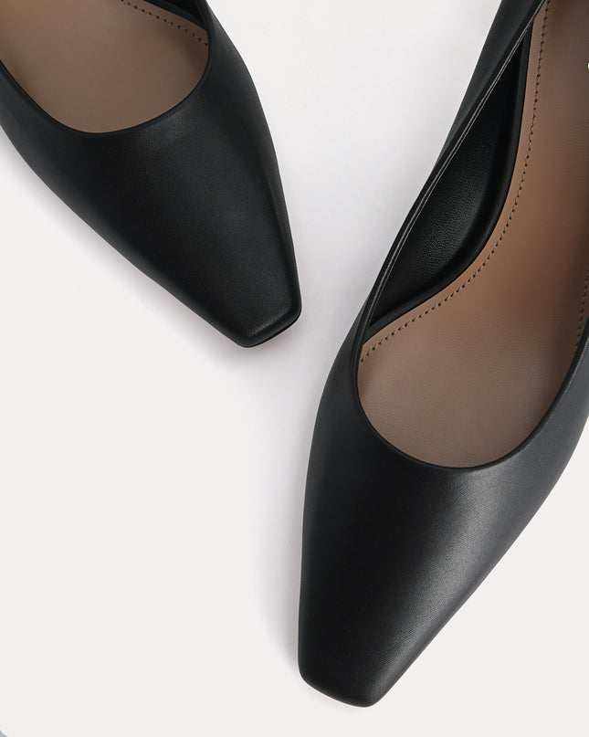 Square-Toe Leather Pumps