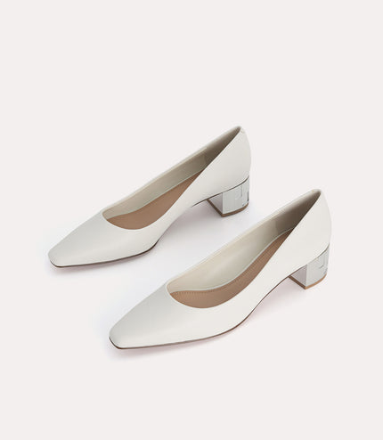 Square-Toe Leather Pumps