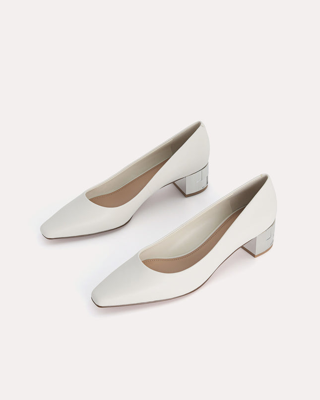 Square-Toe Leather Pumps