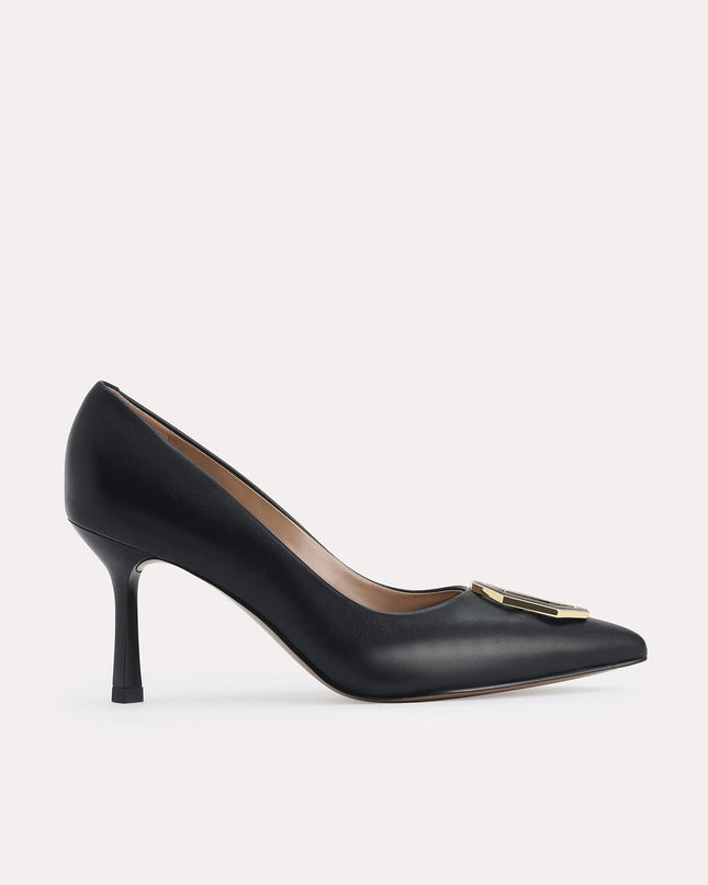 Octagon Buckle Leather Pumps