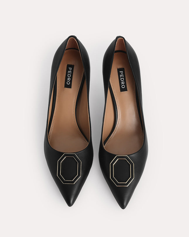 Octagon Buckle Leather Pumps