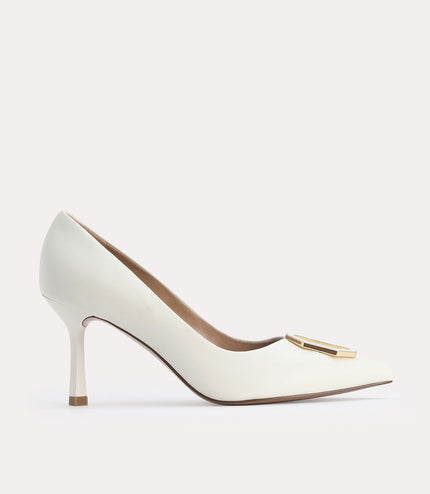 Octagon Buckle Leather Pumps