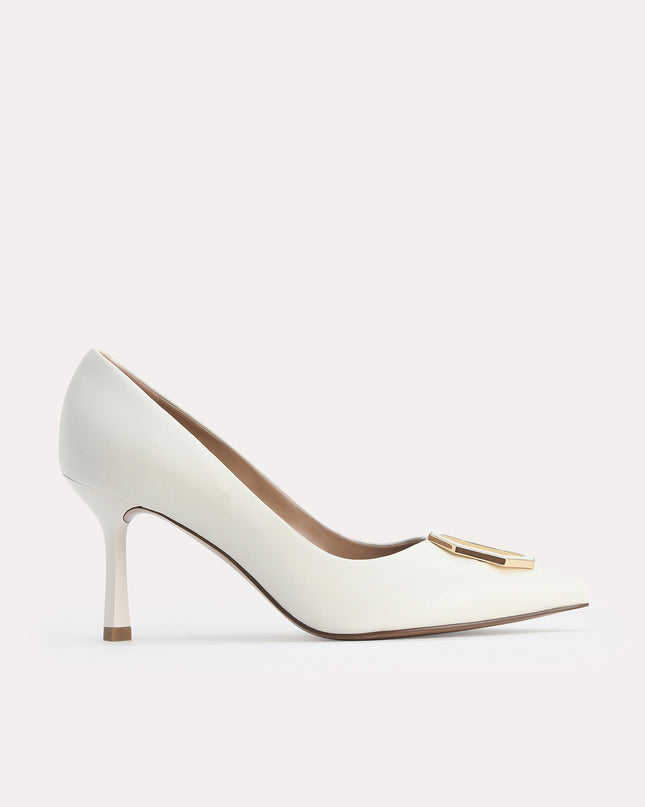 Octagon Buckle Leather Pumps