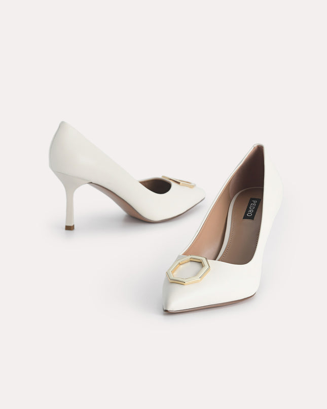 Octagon Buckle Leather Pumps