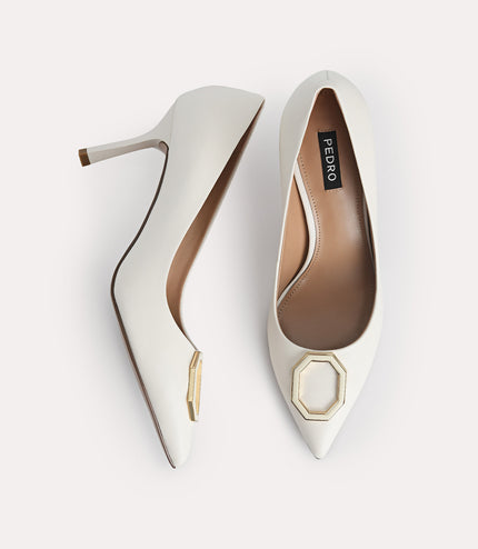 Octagon Buckle Leather Pumps