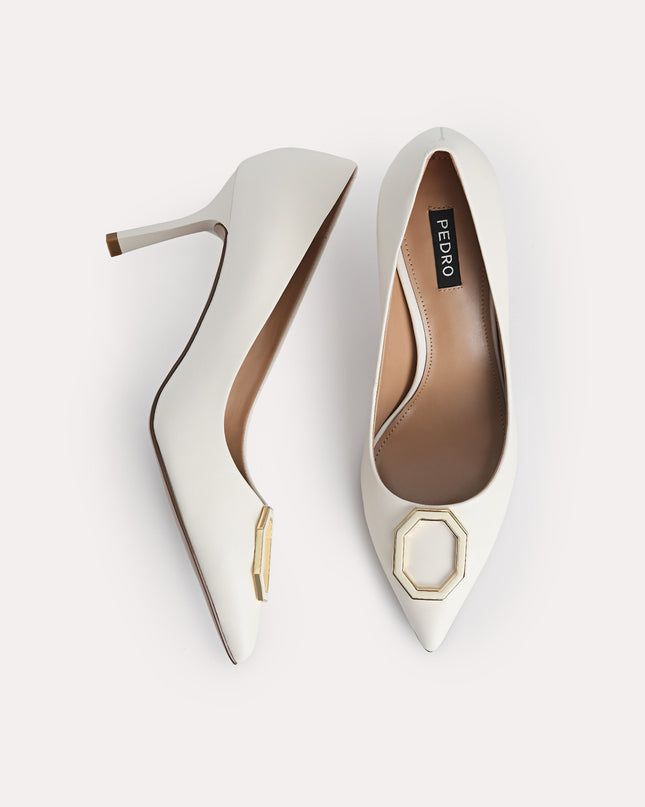 Octagon Buckle Leather Pumps