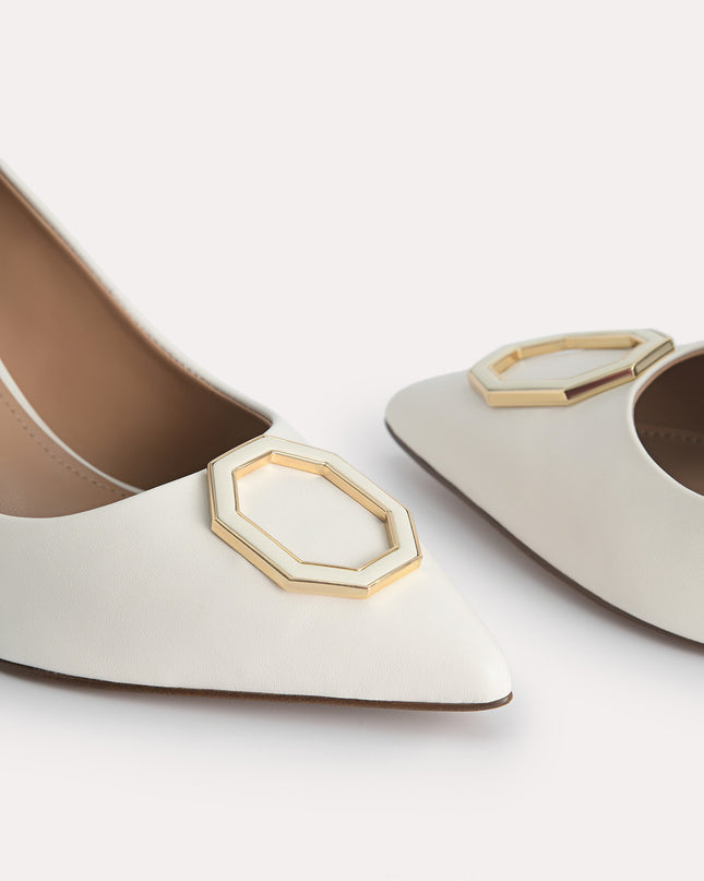 Octagon Buckle Leather Pumps