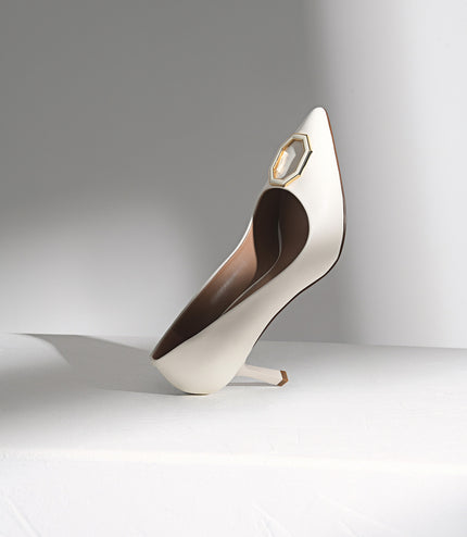 Octagon Buckle Leather Pumps