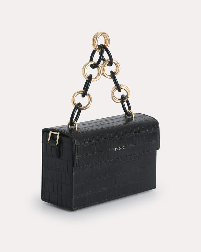 Croc-Effect Boxy Shoulder Bag