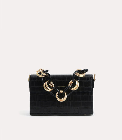 Croc-Effect Boxy Shoulder Bag