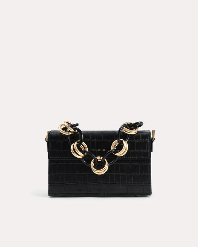 Croc-Effect Boxy Shoulder Bag