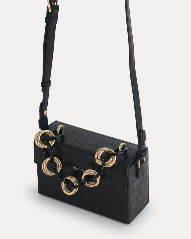 Croc-Effect Boxy Shoulder Bag
