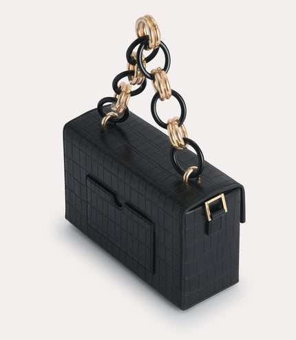 Croc-Effect Boxy Shoulder Bag