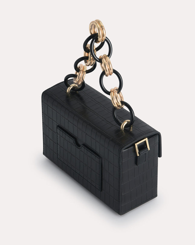 Croc-Effect Boxy Shoulder Bag