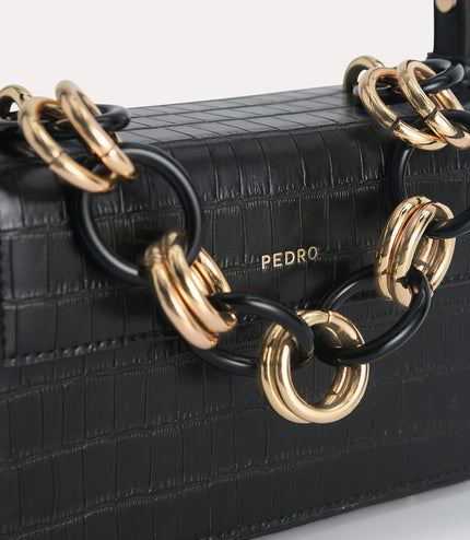 Croc-Effect Boxy Shoulder Bag