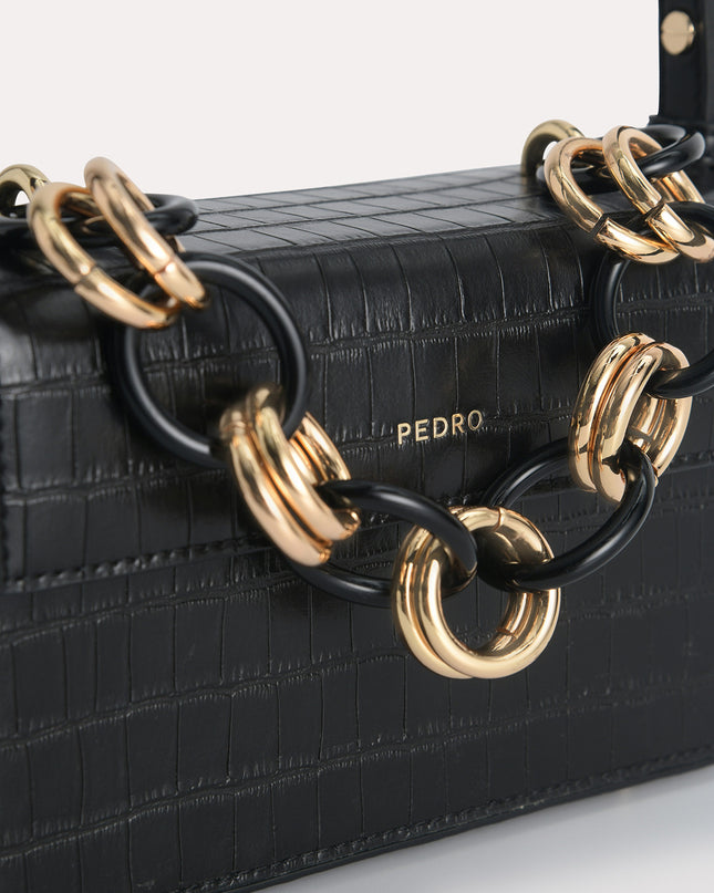 Croc-Effect Boxy Shoulder Bag
