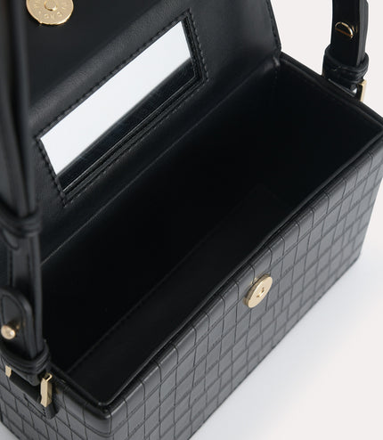 Croc-Effect Boxy Shoulder Bag
