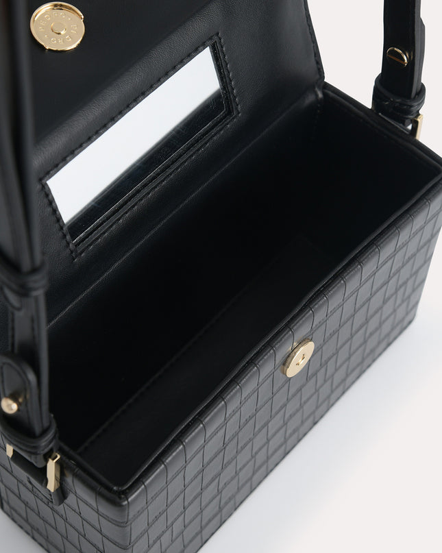 Croc-Effect Boxy Shoulder Bag