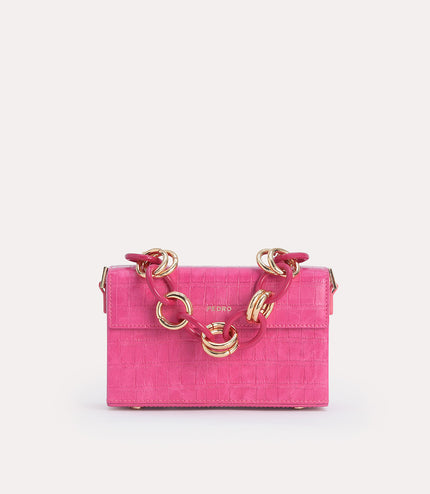 Croc-Effect Boxy Shoulder Bag