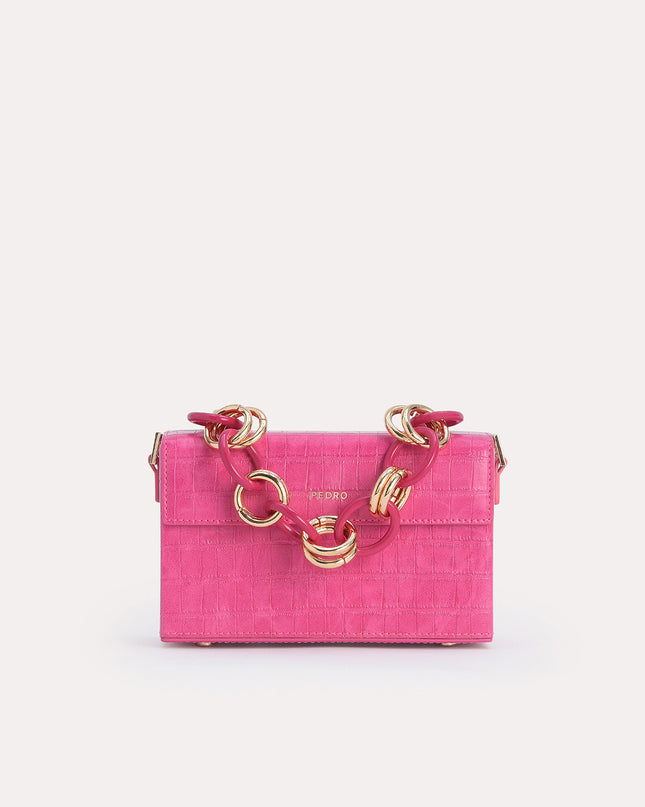 Croc-Effect Boxy Shoulder Bag