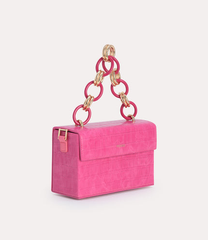 Croc-Effect Boxy Shoulder Bag