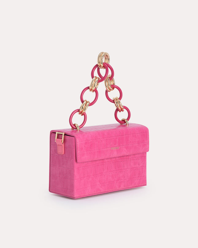 Croc-Effect Boxy Shoulder Bag