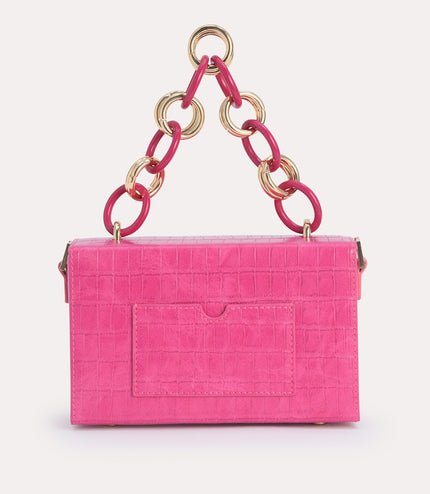 Croc-Effect Boxy Shoulder Bag
