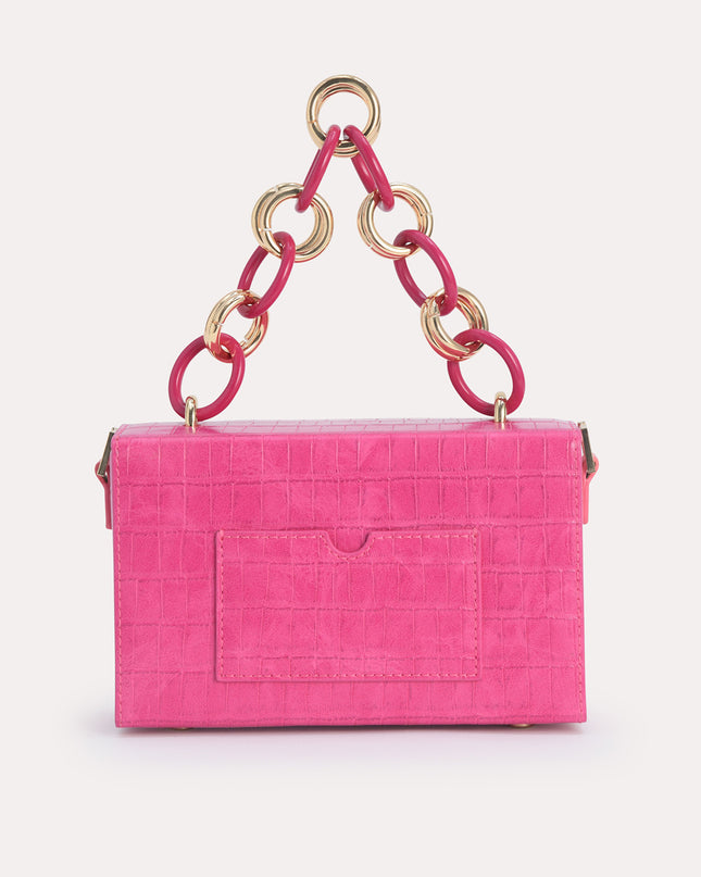 Croc-Effect Boxy Shoulder Bag