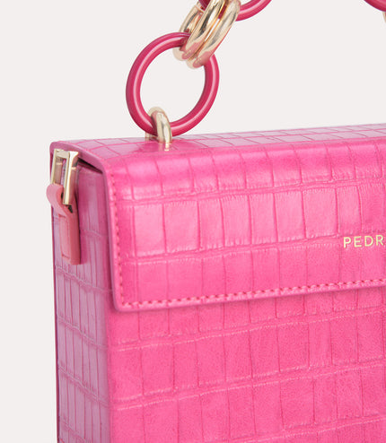 Croc-Effect Boxy Shoulder Bag