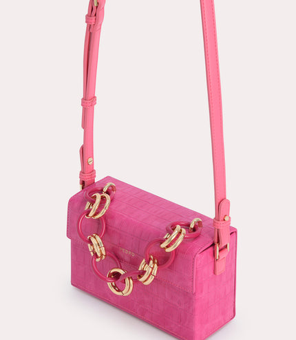 Croc-Effect Boxy Shoulder Bag