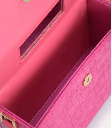 Croc-Effect Boxy Shoulder Bag