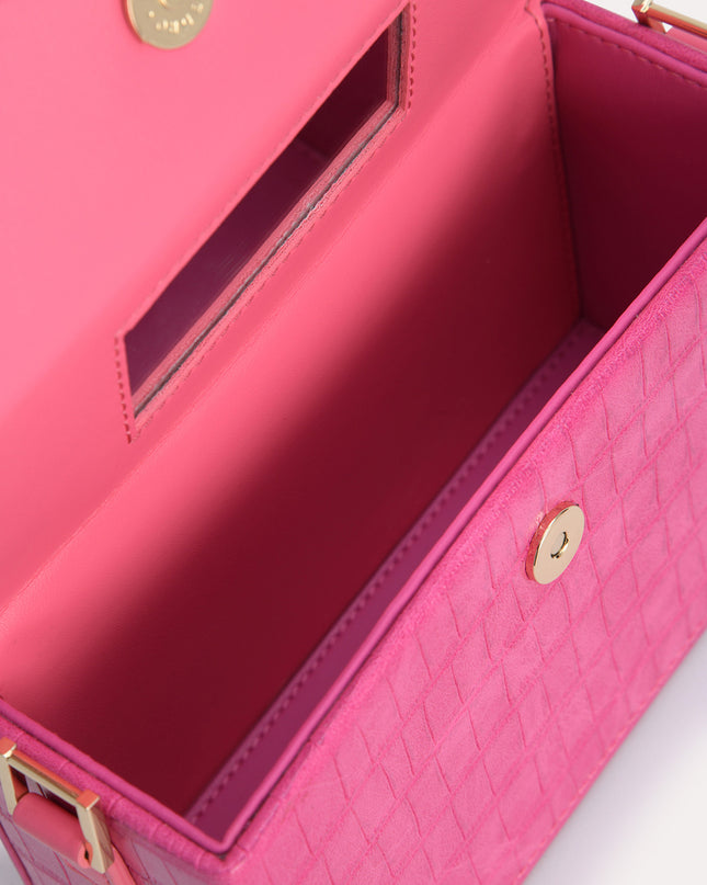 Croc-Effect Boxy Shoulder Bag
